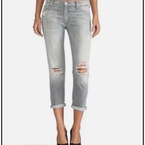 MOTHER The Dropout Holy Smokes Gray Crop Jeans